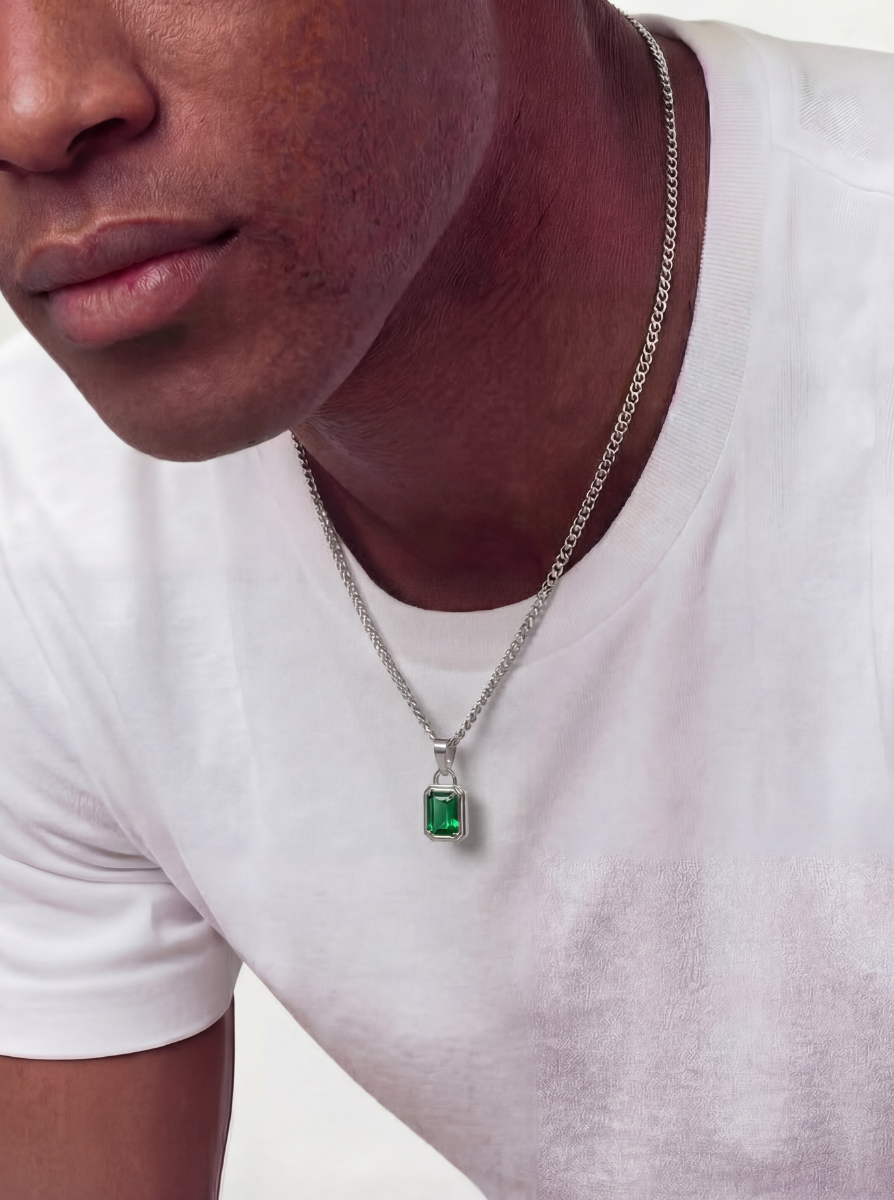 GREEN GEMSTONE CHAIN | SILVER