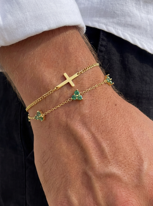 GREEN CLOVER BRACELET | 18K GOLD