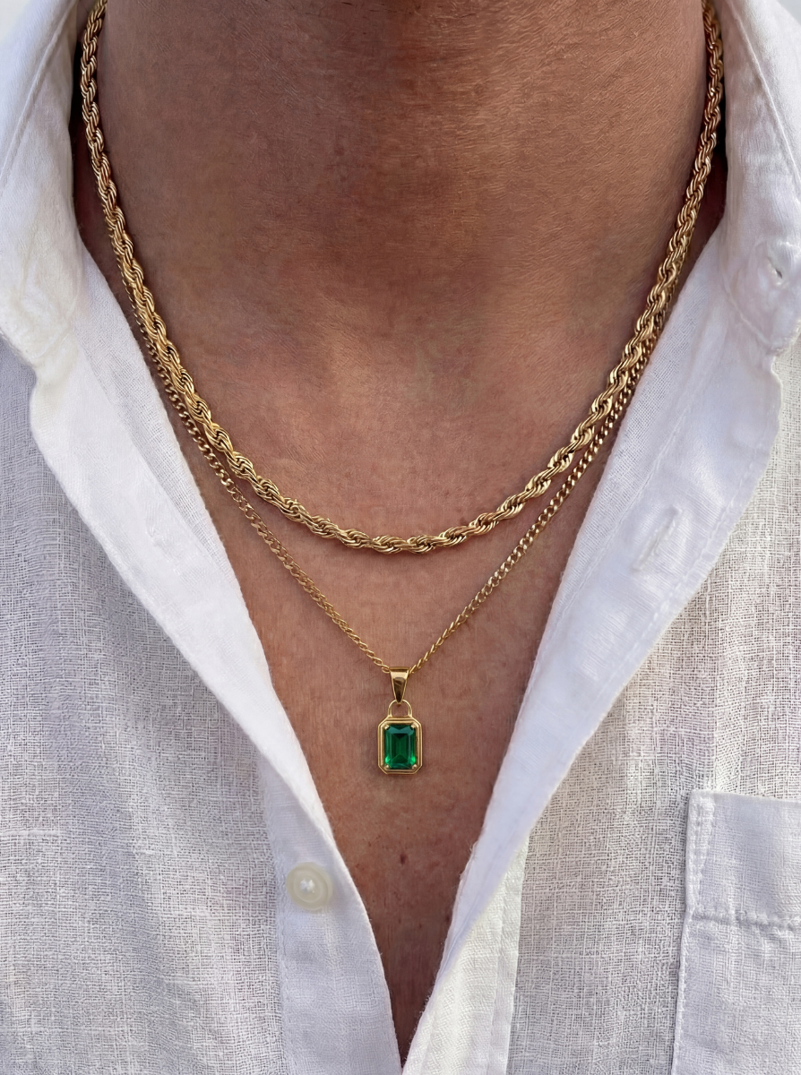 GREEN GEMSTONE CHAIN | 18K GOLD