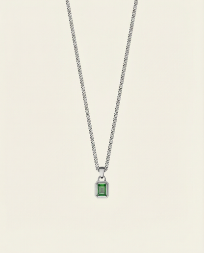 GREEN GEMSTONE CHAIN | SILVER