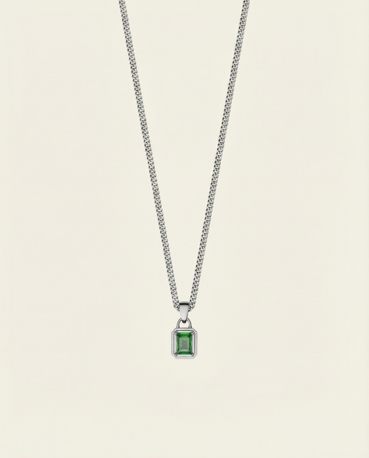 GREEN GEMSTONE CHAIN | SILVER
