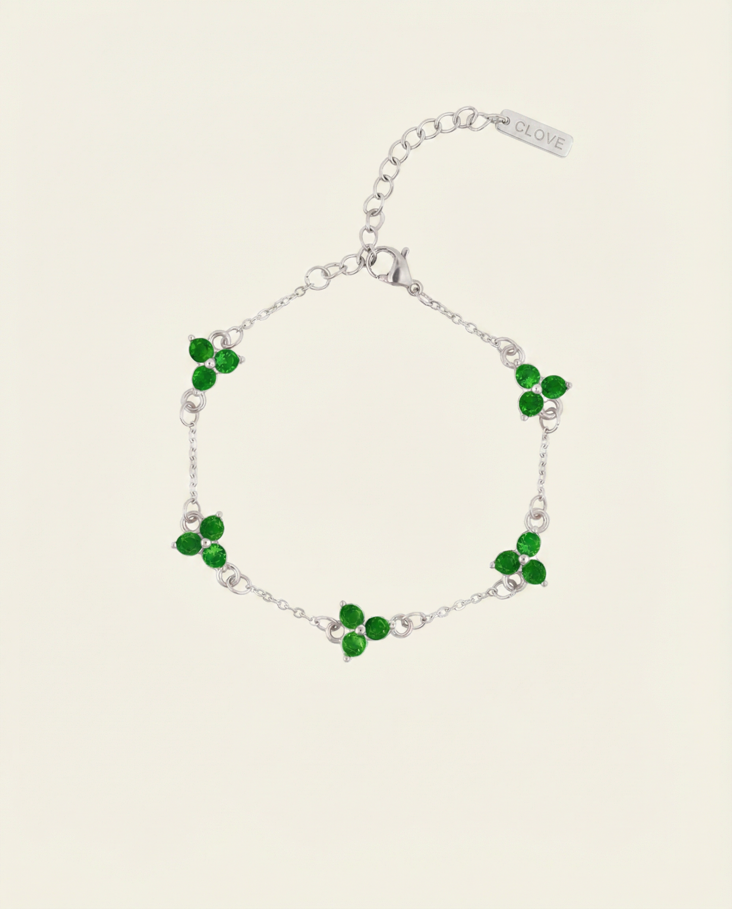 GREEN CLOVER BRACELET | SILVER