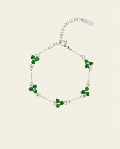 GREEN CLOVER BRACELET | SILVER