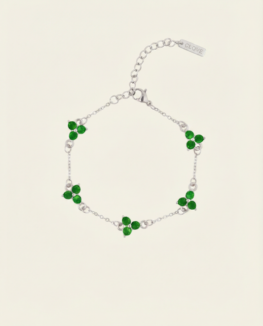 GREEN CLOVER BRACELET | SILVER
