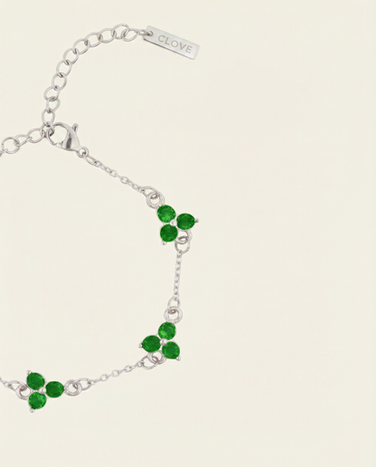 GREEN CLOVER BRACELET | SILVER