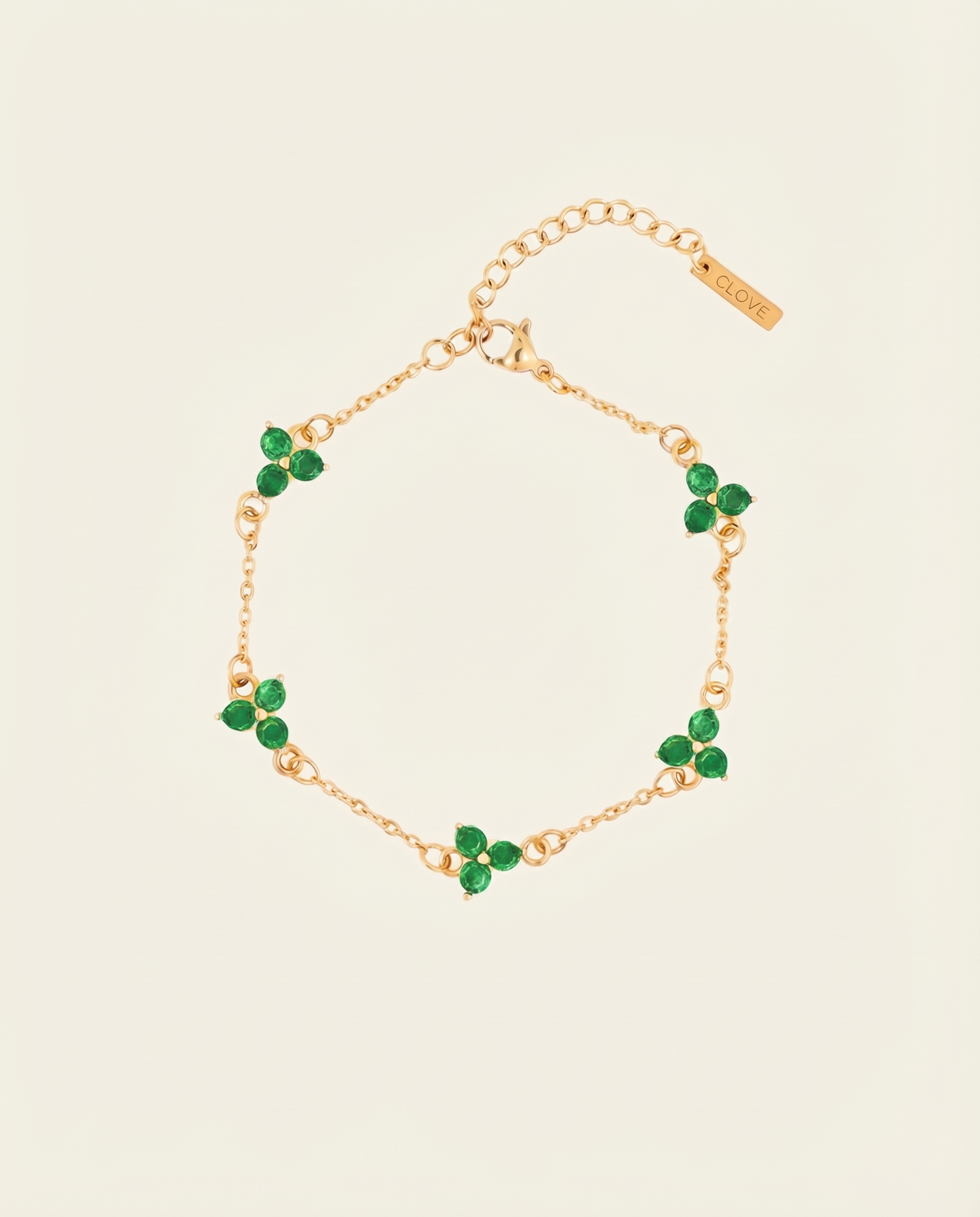 GREEN CLOVER BRACELET | 18K GOLD