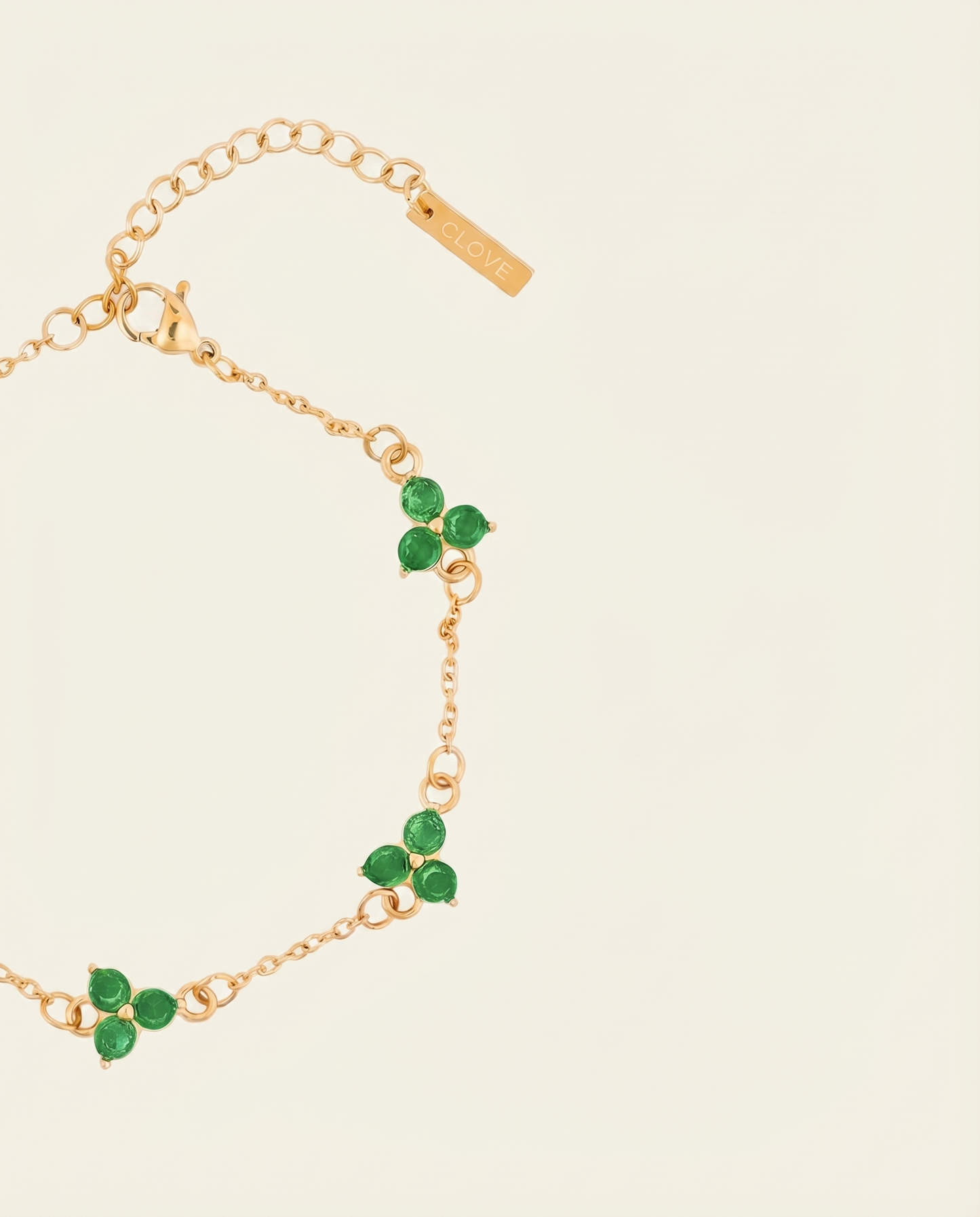 GREEN CLOVER BRACELET | 18K GOLD